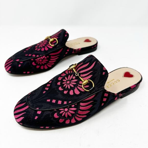 Gucci Princetown Loafers Jacquard Floral Slippers EU 36.5 - Picture 1 of 11